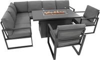 Jardi Aluminium 7-zits loungeset - Grijze tuinset - Hoekbank, stoelen, vuurtafel