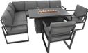 Jardi Aluminium 7-zits loungeset - Grijze tuinset - Hoekbank, stoelen, vuurtafel