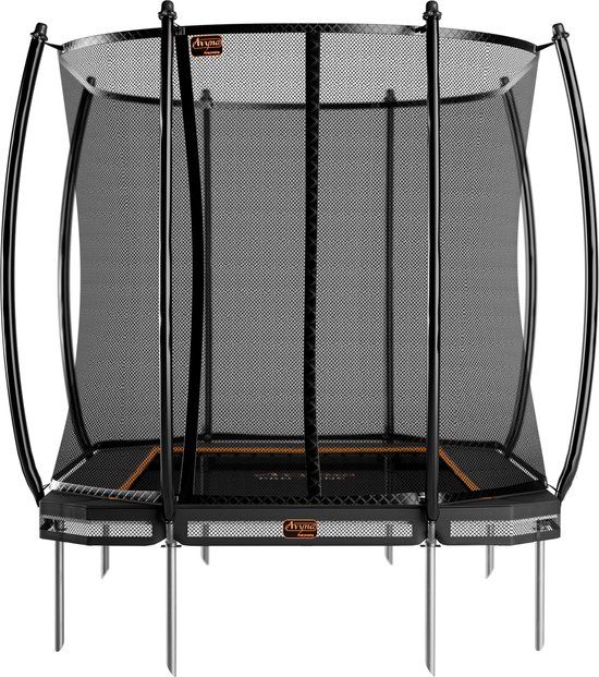 Avyna InGround Trampoline 340x240 cm - Rectangular - Black - With Safety Net - Robust Inground Model of Top Quality