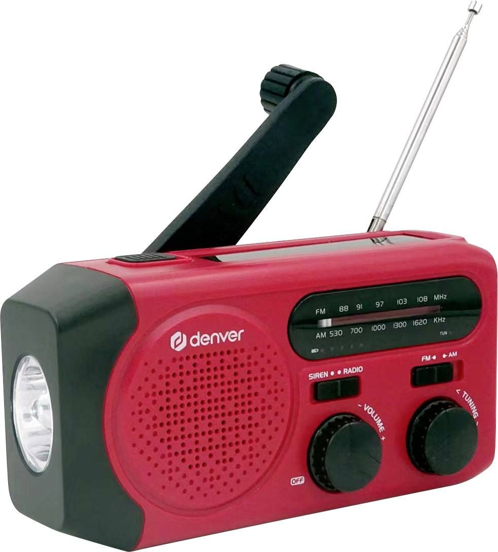 Denver SCR2010 Noodradio - Powerbank Zonne-energie - FM Radio - Rood