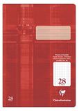 Clairefontaine 331028C - Ideaal Schoolschrift, DIN A4 21x29,7 cm, liniëring 28 Kleine Ruitjes 5x5mm met Kantlijn, 32 Pagina's, 90g, Rood, 1 stuk