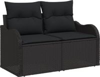 vidaXL Tuinbank - Set - 10-delig - Zwart - Poly Rattan