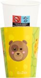 Givi Italia Feestbekers met hoesjes - 8x - dierentuin - papier - themafeestje - 250ml - wegwerpbekers - verjaardag - kinderfeestje