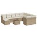 vidaXL Ensemble de jardin 11 pièces avec coussins, polyrotin, beige