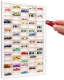 Creative Deco Wit Houten verzamelkast voor auto's - 90 verstelbare vakken | 80 x 51 x 24 cm | Verticale wandplank voor miniaturen | Vitrinekast Hangende verzamelkast