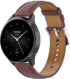 By Qubix - Luxe leren bandje - Donkerbruin - Geschikt voor Xiaomi Mi Watch / Xiaomi Watch 2 / Xiaomi Watch S1 / S2 / S3 / S4 (47mm)