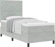 vidaXL Boxspringbed met matras, lichtgrijs, 90 x 200 cm, fluweel