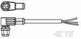 TE Connectivity 1-2273088-1 Sensor/actuator connector, geassembleerd M12 Aantal polen: 5 Stekker, haaks 1.50 m 1 stuk(s)