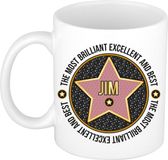 Bellatio Decorations Naam mok Jim - wit - Most Brilliant - keramiek - 300 ml - collega beker - cadeau