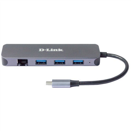 D-Link DUB-2334 - 5-in-1 USB-C Hub with Gigabit Ethernet - Grey