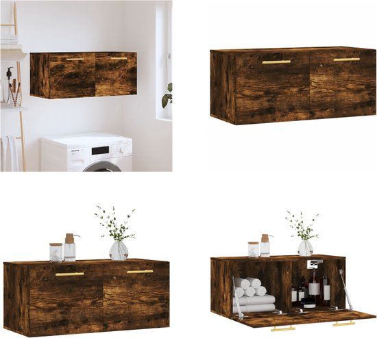 vidaXL Wandkast - 80x36,5x35 cm - Hout - Gerookt eiken