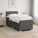 vidaXL Boxspringbed met matras en LED-verlichting, donkergrijs, 90 x 190 cm, stof