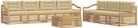vidaXL Bank loungeset 7 zitplaatsen Polyester Wit en Beige