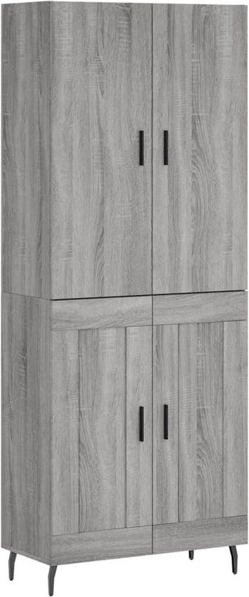 vidaXL Hoge kast 69,5x34x180 cm bewerkt hout grijs sonoma eikenkleurig