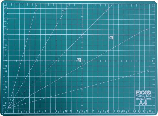 Exxo #10050 - A4 Snijmat; 5-laags zelfhelend; 2-zijdige rasterdruk; 22x30cm