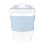 Drink Pod 340 ml herbruikbare koffiebeker reisbeker met roterende rubberen lip BPA-vrij PLA-kunststof - winterwit