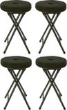 Home & Styling Pouf/tabouret - 4x - Pliable - Vert foncé - Velours côtelé - D33 x H49 cm