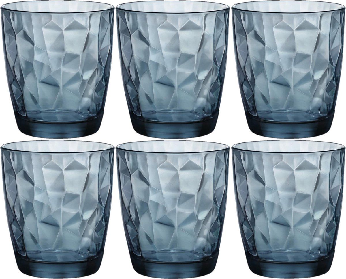 BORMIOLI ROCCO 12x Tumbler Waterglazen/Sapglazen Blauw 300 ml - Drinkglazen