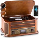 Auna RM1-Belle Epoque DAB platenspeler met CD-speler, DAB-radio, AUX en USB, kersenhout