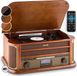 Auna RM1-Belle Epoque DAB platenspeler met CD-speler, DAB-radio, AUX en USB, kersenhout