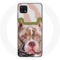 Maniacase Etui voor Samsung Galaxy A22 5G Pitbull hond bruin