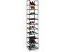 Merkloos Relaxdays Schoenenrek, 10 etages, 175 x 33 x 33 cm, metaal en stof, zwart-grijs