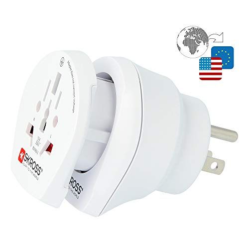 Skross World to USA Combo Adapter - Anti-shock - KID SAFE - 2-in-1 - 100V-1500W/250V-3750W - Laptop & Hairdryer