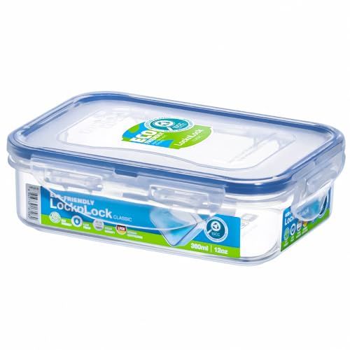 LocknLock Classic Vershouddoos, 360 ml, 15,1 x 10,8 x 4,5 cm, 100% lucht- en waterdichte voorraaddoos, vaatwasser- en magnetronbestendig, BPA-vrij, 4-voudige veiligheidssluiting