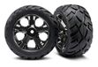 Traxxas Pneus et roues, assemblés, collés (roues noir chrome all-star, pneus anaconda, inserts en mousse) (nitro arrière/ électrique avant) (1 gauche, 1 droite)