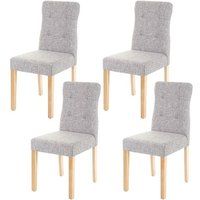 Mendler Set van 4 eetkamerstoelen HWC-E58 stof/textiel grijs, lichte poten