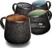 Moritz & Moritz SOLID Koffiekopjes Set - 4-delig Koffiebeker met Oor - 400 ml - Steengoed - Multicolor