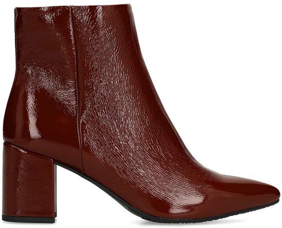 Manfield Burgundy Lakleren Enkellaarsjes met Hak - Maat 40