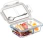 Merkloos / Sans marque Bento Box Glas - 0,6 L - 2 Vakken - Rechthoekig