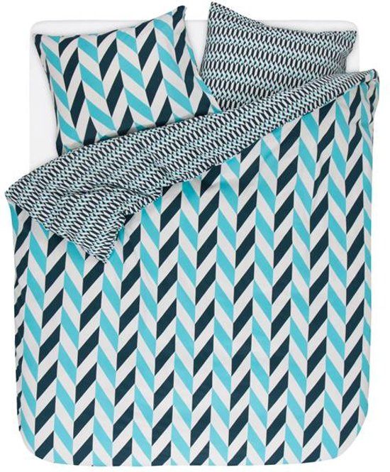 Esprit Criss Cross dekbedovertrek flanel aqua 200x200/220 cm