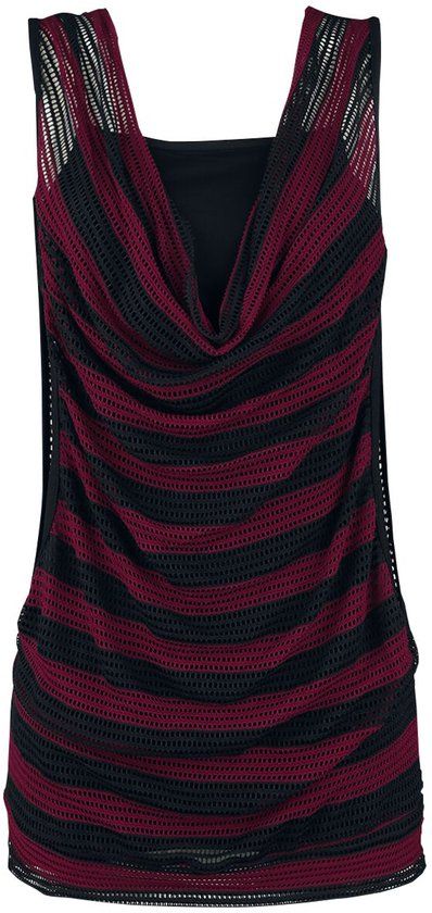 R.E.D. by EMP R.E.D. Rock-Engineered Design zwarte en rode mesh top 2 in 1 dubbellaagse look - Dames - S