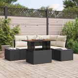 vidaXL Tuinbank Set 5-delig Zwart en Crème