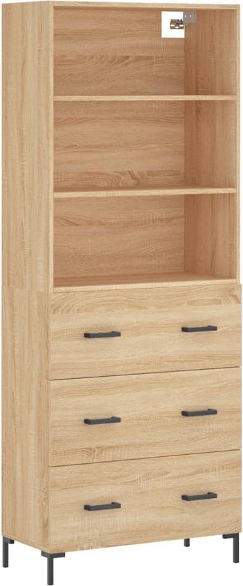 vidaXL Hoge kast 69,5x34x180 cm bewerkt hout sonoma eikenkleurig