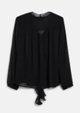 s.Oliver - Blouse en mousseline transparente avec volants - Noir - Taille 36