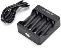 Oplaadbare batterijlader 4 (AA/AAA), zwart, met led-display, compatibel met verschillende elektrische apparaten, ideaal voor thuisgebruik.