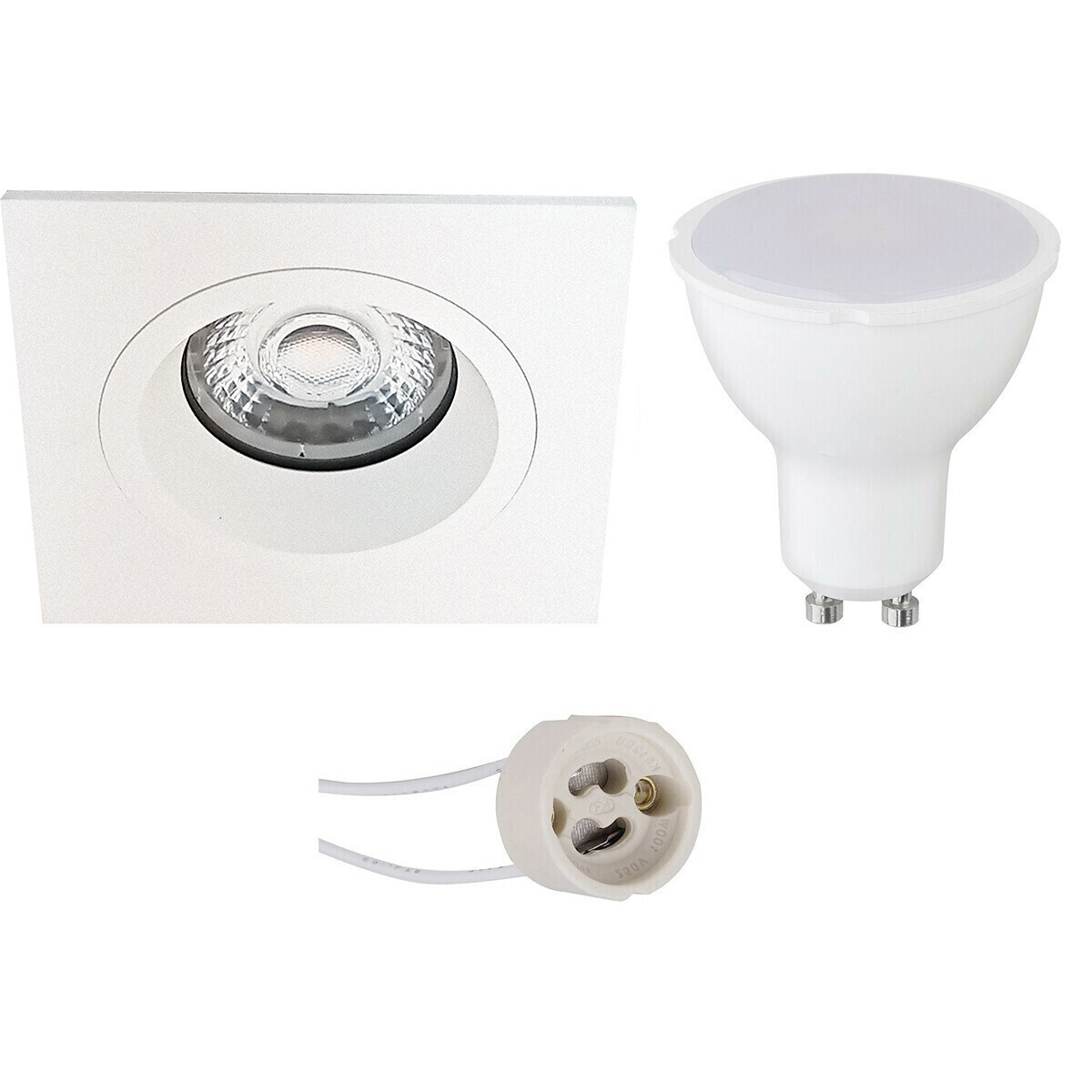 BES LED Voordeelset LED Spot Set - Pragmi Rodos Pro - GU10 Fitting - Dimbaar - Inbouw Vierkant - Mat Wit - 6W - Warm Wit 3000K - 93mm