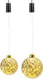 Merkloos Verlichte kerstballen - 2x st - kunststof - goud - aan draad - D15 en D20 cm