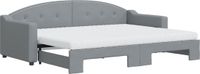 vidaXL Slaapbank met onderschuifbed en matrassen 80x200 cm stof lichtgrijs