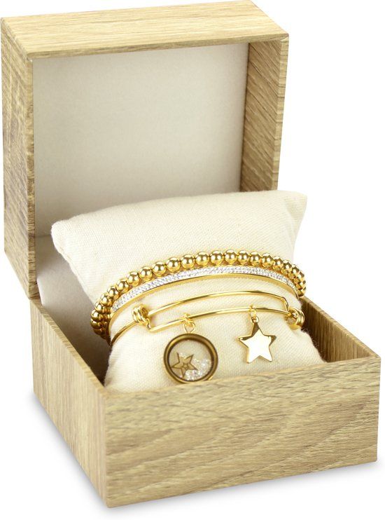 CO88 Collection Gift Set 8CO SET014 Sieraden Geschenkset - Armbanden Set 3 Stuks - Staal - Goudkleurig