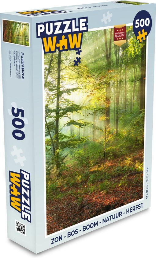 MuchoWow Puzzel Zon - Bos - Bomen - Natuur - Herfst - Legpuzzel - Puzzel 500 stukjes - Sinterklaas cadeautjes - Sinterklaas voor grote kinderen