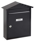ARREGUI E5744 Brievenbus van Verzinkt Staal | Formaat M (DIN A4 Post), Wandbrievenbus voor Buiten | Zwart