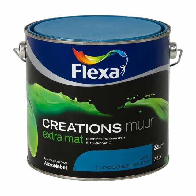 FLEXA Creations Muurverf - Extra Mat - Turquoise Holiday - 2 5 liter