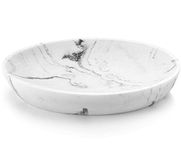 Luxspire Zeepbakje, bakje met gemengde zeep van hars en gruis, ovale zeepplaat met marmerpatroon, sponsbakje voor douche in de badkamer, wastafel, afdruiprek - grindwit