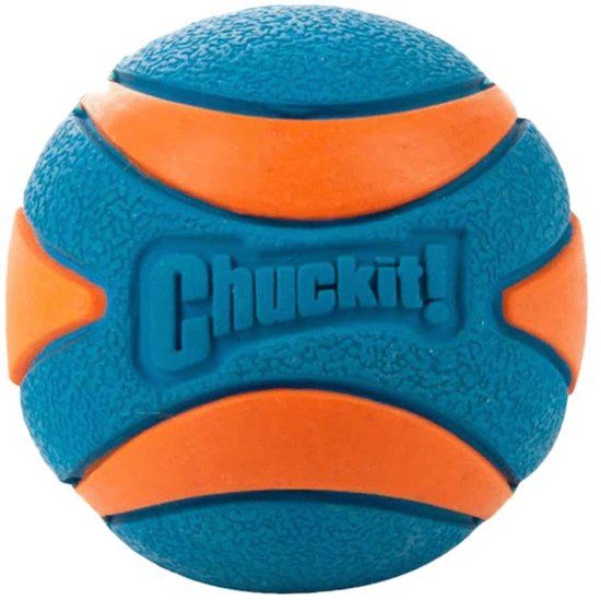 Chuckit! Ultra Squeaker Bal - Hondenspeelgoed - Hondenbal - Duurzaam rubber - Large - Ø7 cm - Blauw/Oranje - 1 Stuks