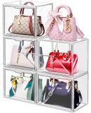 Set de 5 organisateurs de sacs à main, en acrylique, empilables, avec fermeture magnétique