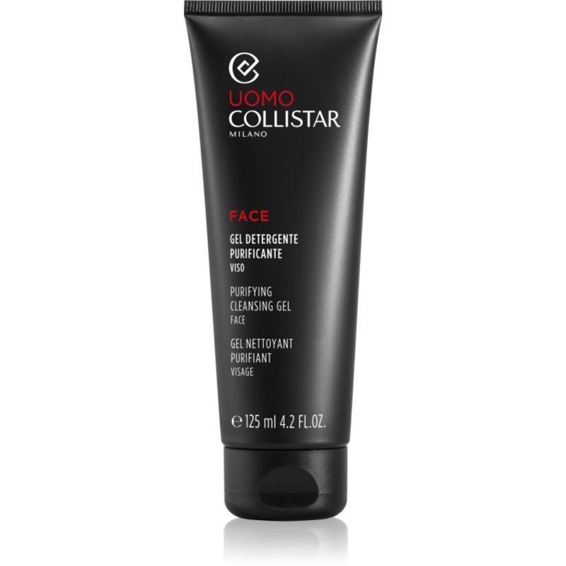 Collistar Gezichtsgel voor heren, reinigingsgel met actieve kool, gezichtsreiniger voor vettige en onzuivere huid, verwijdert onzuiverheden, matterend effect, zwarte schuimtextuur, 125 ml